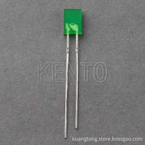 2X5mm Square Green Diffused Lens LED Lamp